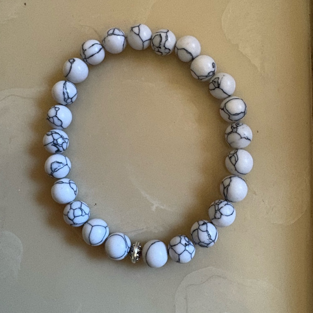 8MM White Howlite Bracelet – “Peace & Surrender”
